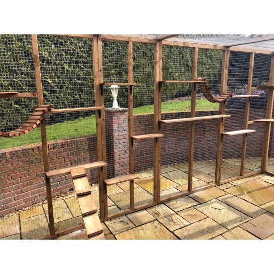 The Whisker Lodge – 12ft8" x 8ft Lean-To Catio with Shelves and Roof Options 🐈‍⬛ 🛖🐾