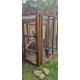 A very long catio with freestanding sleeping box