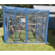 Waterproof Four-Sided Catio cat enclosure painted blue. 