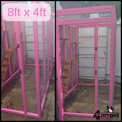 Pink 8FT X 4FT X 6ft High Freestanding Catio Enclosure 