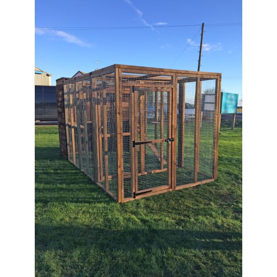 Cat Run With Raised Sleeping Box 6FT x 9FT Internal safety door