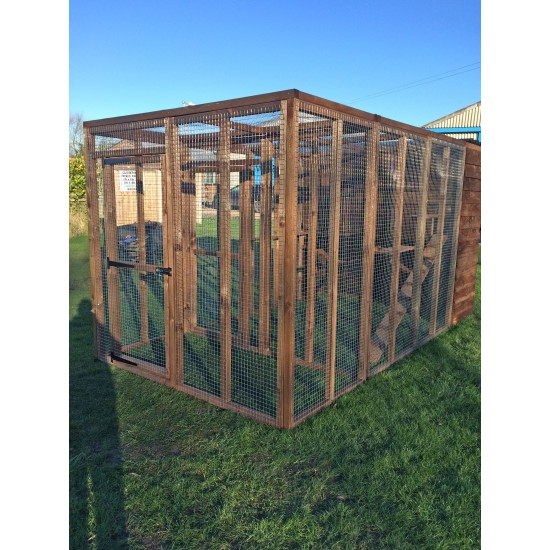Cat Run With Raised Sleeping Box 6FT x 9FT Internal safety door