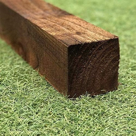 Square wooden post 1.8M X 100MM (6ft X 4") Pack of 2 fence posts stained treated garden timber wood (25KG) 